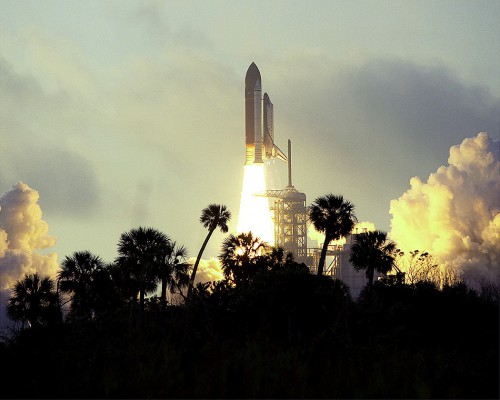 Lacy Veach begins the first of his two shuttle missions with the launch of STS-39 on 28 April 1991. Photo Credit: NASA