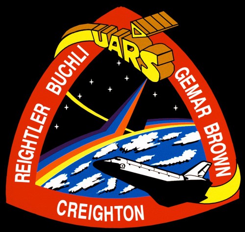 Surrounded by the surnames of the crew, the STS-48 patch depicts UARS and shuttle Discovery in the quest to better understand the workings of Earth's upper atmosphere. Image Credit: NASA