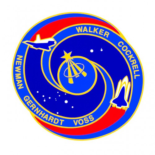 The crew patch for the STS-69 mission, emblazoned with the surnames of Endeavour's five-man crew: Commander Dave Walker, Pilot Ken Cockrell, Payload Commander Jim Voss and Mission Specialists Jim Newman and Mike Gernhardt. Image Credit: NASA