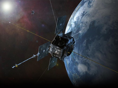 Artist's rendition of the Van Allen Probes in orbit. Image Credit: NASA