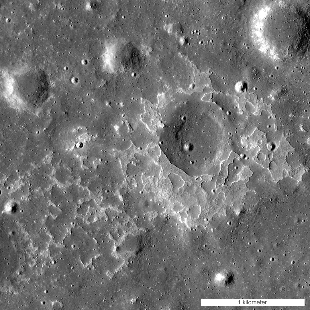 A series of surface features called irregular mare patches that have been recently discovered on the Moon, are thought to be remnants of small basaltic eruptions that are indicative of lunar volcanic activity as recent as several million years ago. This image by the Lunar Reconnaissance Orbiter shows one such feature, called Maskelyne. Image Credit: NASA/GSFC/Arizona State University