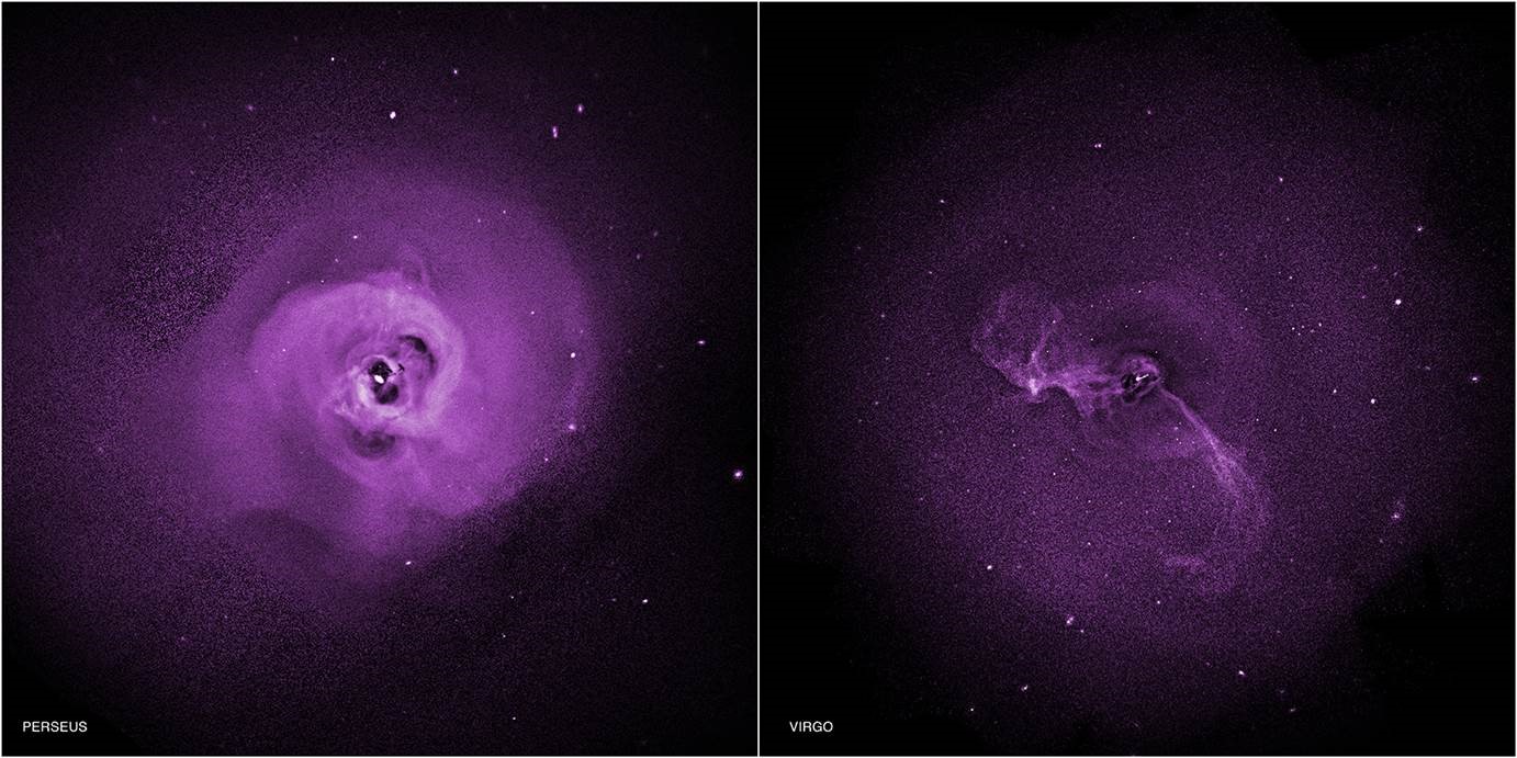 From NASA: "Chandra observations of the Perseus and Virgo galaxy clusters suggest turbulence may be preventing hot gas there from cooling, addressing a long-standing question of galaxy clusters do not form large numbers of stars." Image Credit: NASA/CXC/Stanford/I. Zhuravleva et al