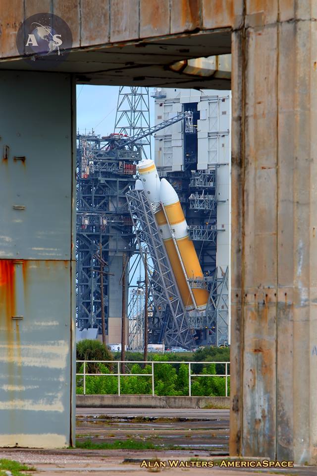 Looking through the legs of the historic Launch Complex-34 launch table. Photo Credit: Alan Walters / AmericaSpace