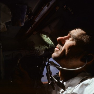 Lunar Module Pilot Walt Cunningham, onboard Apollo 7. Photo Credit: NASA 