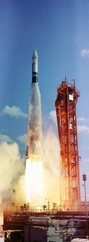 The Atlas-Agena vehicle begins its ill-fated journey on 25 October 1965. Photo Credit: NASA