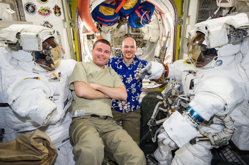 Wiseman (left) and Gerst completed all of their planned tasks, ahead of schedule, in an EVA which ran to six hours and 13 minutes. Photo Credit: NASA