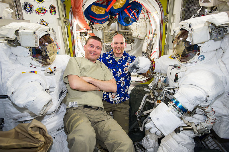 Reid Wiseman (left) and Alexander Gerst will make their first spacewalk together on Tuesday, 7 October. Photo Credit: NASA