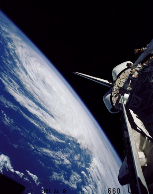 The Shuttle Imaging Radar (SIR)-B antenna aboard Challenger's payload bay during Mission 41G. Photo Credit: NASA