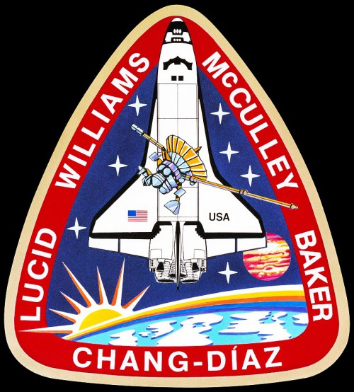 Jupiter and Galileo adorn the official crew patch for STS-34, together with the names of the five-member crew: Commander Don Williams, Pilot Mike McCulley and Mission Specialists Shannon Lucid, Franklin Chang-Diaz and Ellen Baker. Image Credit: NASA