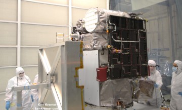 The Deep Space Climate Observatory (DSCOVR) undergoes final processing at NASA-Goddard. Photo Credit: Ken Kremer - kenkremer.com