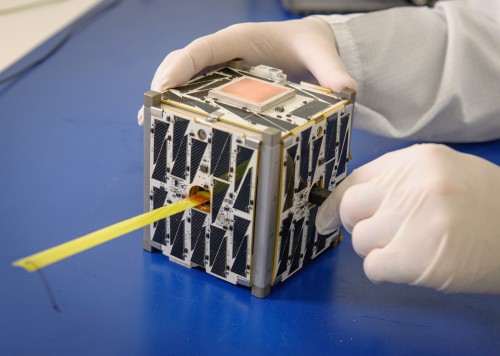 PhoneSat 2.5, a CubeSat built at NASA's Ames Research Centre, is only about 4 inches on each side. Image Credit: NASA Ames