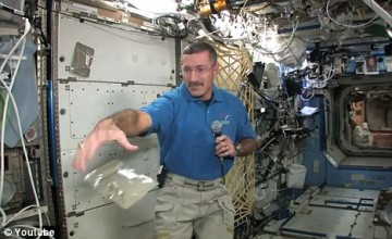 Expedition 30 Commander Dan Burbank shows off some of his packet foods for Thanksgiving in November 2011. Photo Credit: Daily Mail, via YouTube