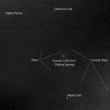 Researchers used the Pancam on NASA’s Mars Exploration Rover Opportunity to capture this view of comet C/2013 A1 Siding Spring as it flew near Mars on Oct. 19, 2014. Credit: NASA/JPL-Caltech/Cornell Univ./ASU/TAMU