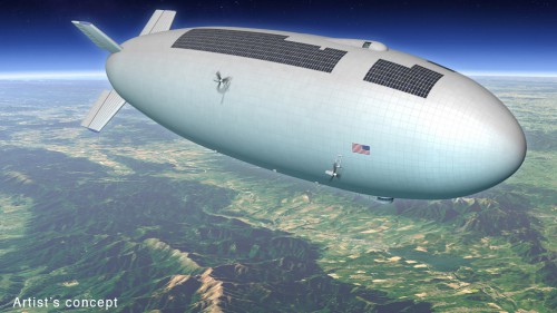 Artist's conception of a new high-altitude NASA airship which could make science observations of both the Earth below and stars above. Image Credit: Mike Hughes (Eagre Interactive)/Keck Institute for Space Studies