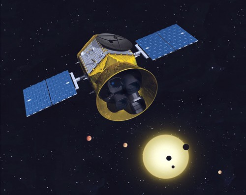 Artist's conception of the Transiting Exoplanet Survey Satellite (TESS). Image Credit: MIT