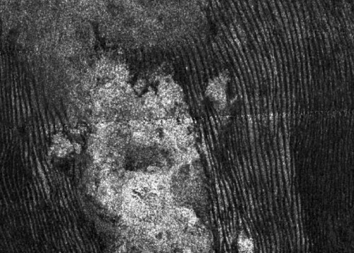 Radar image of dunes on Titan. Image Credit: NASA/JPL–Caltech/ASI/ESA and USGS/ESA