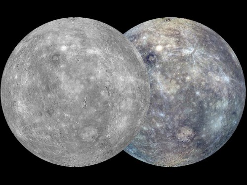 A global map of Mercury, composed of thousands of individual images from MESSENGER. 