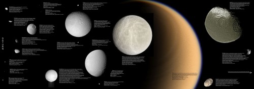 Saturn hosts an impressive array of 62 largely diversified moons, several of which are seen in this image montage. Image Credit: NASA/JPL/Space Science Institute/Wikipedia