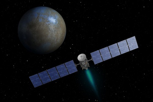 Artist's conception of Dawn as it approaches Ceres next March. Image Credit: NASA/JPL-Caltech