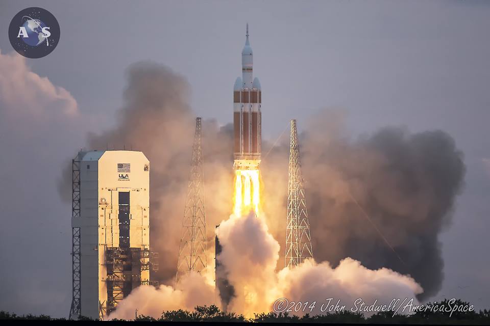 LIFTOFF! NASA's Orion spacecraft begins its debut voyage at the dawn of Friday, Dec. 5. Orion's successful Exploration Flight Test 1 (EFT-1) capped an exciting year in spaceflight. Photo Credit: John Studwell