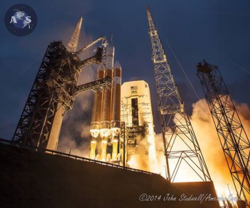 Demonstrating the meaning of 2.1 million pounds (960,600 kg) of thrust, the eighth Delta IV Heavy takes flight. And like its seven predecessors, it accomplished its mission with success. Photo Credit: John Studwell/AmericaSpace