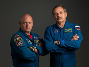 The One Year Crew, from left: NASA astronaut Scott Kelly and Roscosmos cosmonaut Mikhail Kornienko. Theirs will be the longest single piloted space mission of the 21st century. Photo Credit: NASA