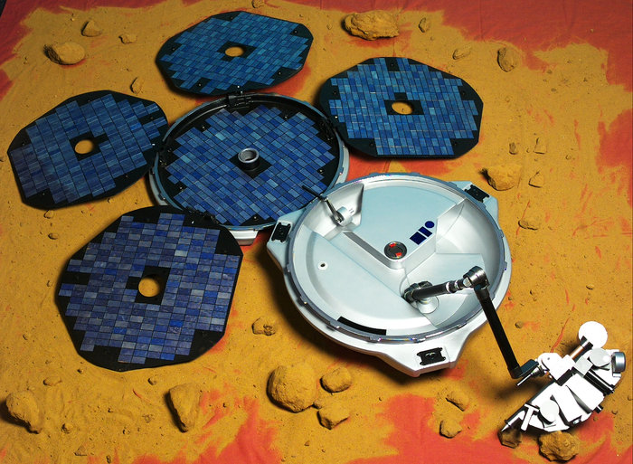 The Beagle 2 lander,was carried on ESA's Mars Express, and equipped with a suite of instruments designed to look for evidence of life on Mars