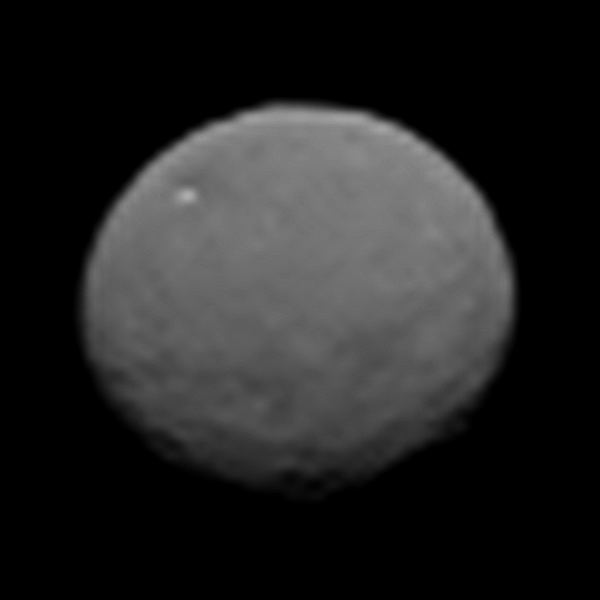 This image, taken 147,000 miles (237,000 kilometers) from Ceres on January 25, 2015 by NASA's Dawn spacecraft, is part of a series of views representing the best look so far at the dwarf planet. The image is 43 pixels across, representing a higher resolution than images of Ceres taken by the Hubble Space Telescope in 2003 and 2004.  Credit: NASA/JPL-Caltech/UCLA/MPS/DLR/IDA