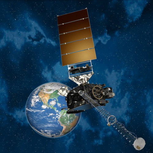 Artist's concept of GOES-4 in action. Image Credit: NASA/NOAA/Lockheed Martin