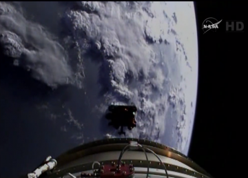 The SMAP payload separates from the second stage of the Delta II, a little under one hour after departing Vandenberg. Photo Credit: NASA TV