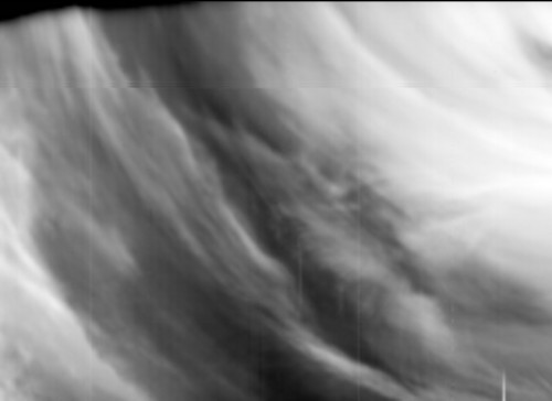 A negative exposure of a night-side infrared image acquired by the VIRTIS instrument onboard Venus Express, from a distance of about 65,000 kilometres above the planet's surface. Image Credit: ESA/VIRTIS/INAF-IASF/Obs. de Paris-LESIA 
