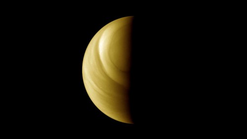 Venus imaged in ultraviolet wavelengths by the Venus Monitoring Camera onboard Venus Express, revealing the structure of the planet's atmospheric layers. Image Credit: ESA/MPS/DLR/IDA, M. Pérez-Ayúcar & C. Wilson