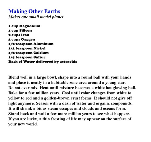 The "recipe" for making Earth-like planets. Image Credit: Li Zeng/CfA