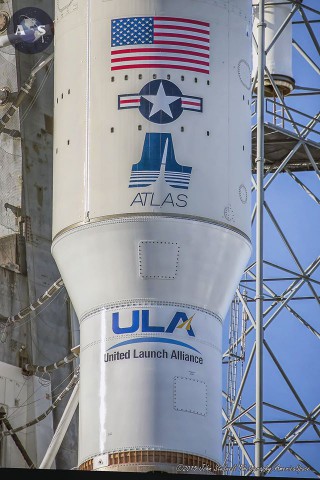 The Atlas V 551 benefits from a large payload fairing to accommodate the heavyweight MUOS-3 satellite. Photo Credit: John Studwell/AmericaSpace