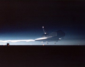 Columbia lands at Edwards Air Force Base, Calif., after the longest shuttle mission to date. Photo Credit: NASA