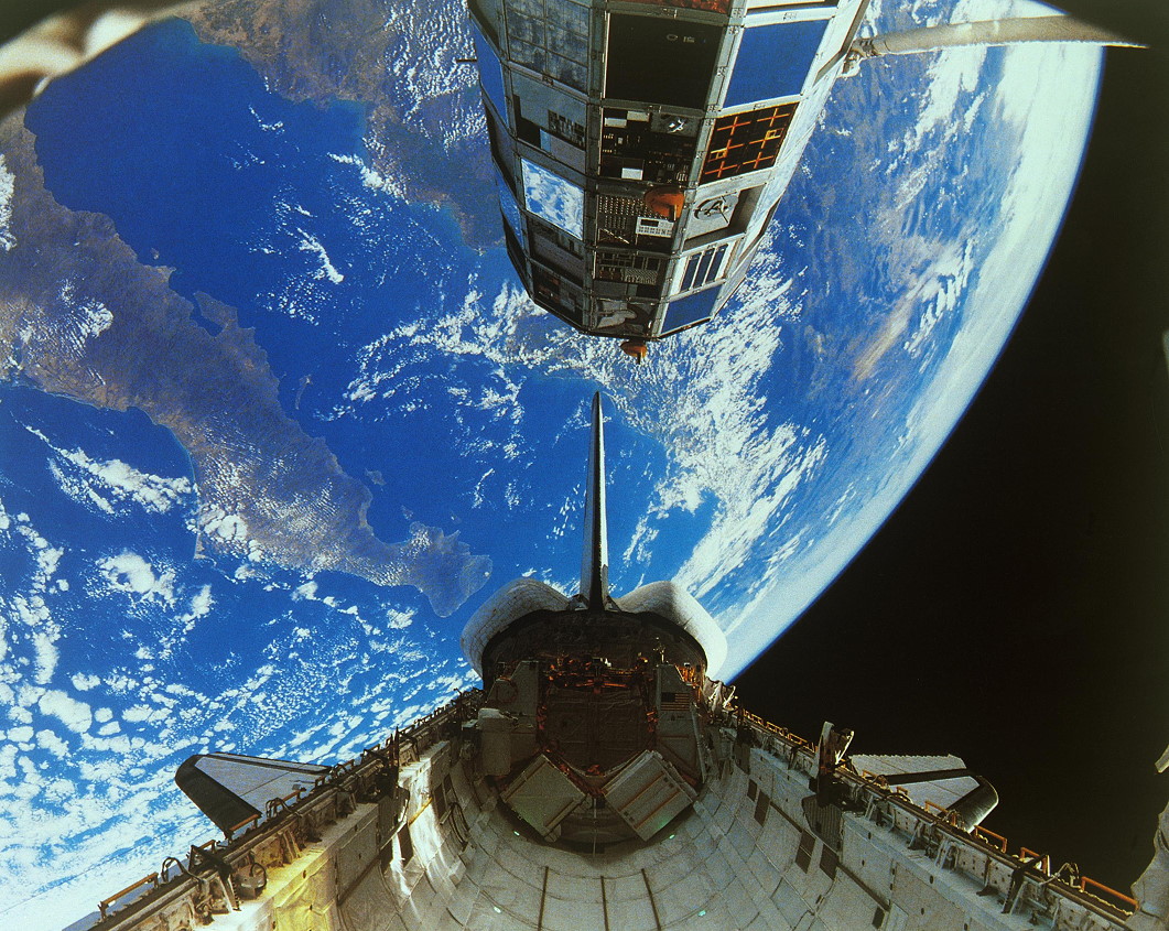 Twenty-five years ago, next week, the crew of shuttle Columbia retrieved the giant Long Duration Exposure Facility (LDEF). The satellite's orbit had degraded to such an extent that it was only weeks away from an uncontrolled re-entry. Photo Credit: NASA