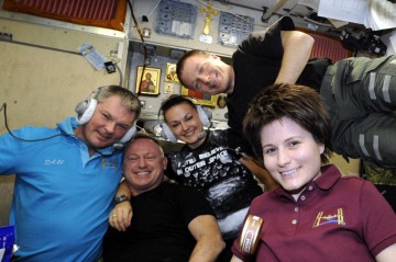 Members of the Expedition 42 crew celebrate New Years Eve on the International Space Station (ISS) on 31 December 2014/1 January 2015. Photo Credit: Terry Virts / NASA (@AstroTerry via Twitter)