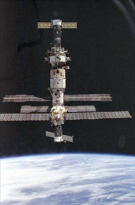 The Mir space station, as viewed by the crew of STS-63. Photo Credit: NASA