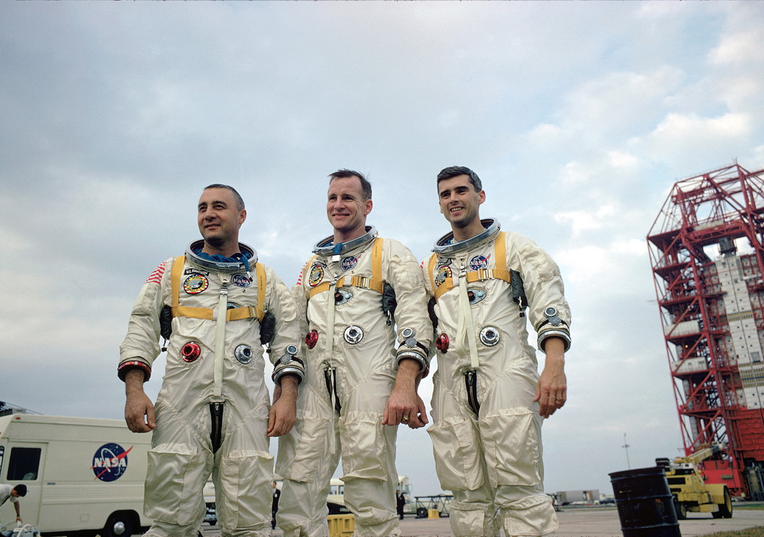 The Apollo 1 crew consisted of (from left) Command Pilot Virgil "Gus" Grissom, Senior Pilot Ed White and Pilot Roger Chaffee. Photo Credit: NASA