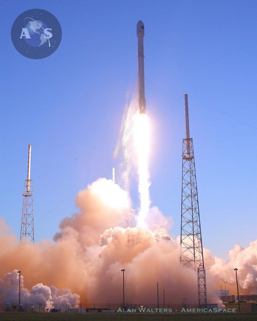 After more than a decade of delay and disappointment, Triana has risen again as the Deep Space Climate Observatory (DSCOVR), rocketing into space atop a SpaceX Falcon 9 v1.1 booster on 11 February 2015. Photo Credit: Alan Walters/AmericaSpace