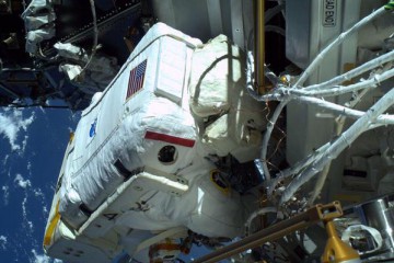 EVA-29 involved very intricate work with a large amount of delicate cable to provide power and data to the International Docking Adapters (IDAs). Photo Credit: NASA