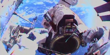 Captured by Terry Virts' helmet camera, the Latching End Effector (LEE) presents itself for lubrication. Photo Credit: NASA