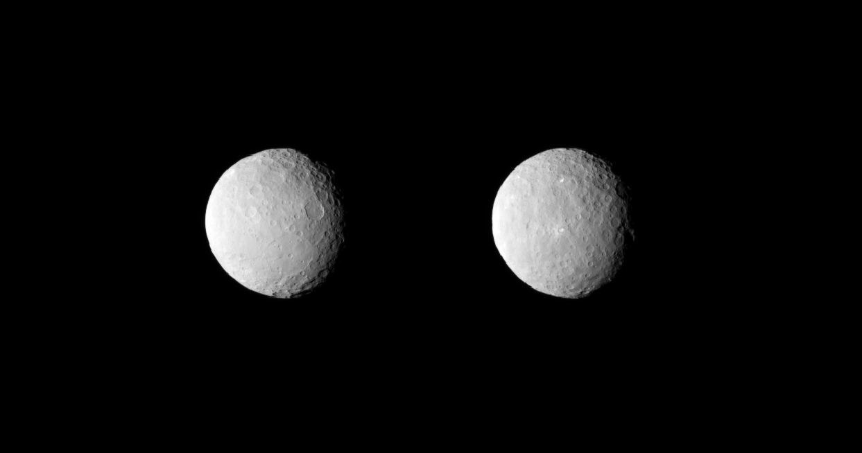 NASA's Dawn spacecraft obtained these uncropped images of dwarf planet Ceres on Feb. 19, 2015, from a distance of about 29,000 miles (46,000 kilometers). They are part of a series taken as Dawn observed Ceres completing one full rotation, which lasted about nine hours.   Credit:  NASA/JPL-Caltech/UCLA/MPS/DLR/IDA