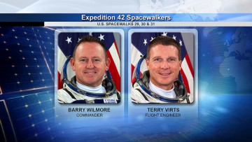 Barry "Butch" Wilmore (left) led EVA-29 and will also lead next week's EVA-30, whilst Terry Virts (right) will lead EVA-31. Photo Credit: NASA