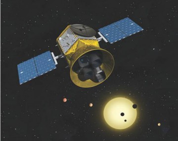 Artist's conception of the Transiting Exoplanet Survey Satellite (TESS) space telescope, due to be launched in 2017. Image Credit: Chet Beals/MIT Lincoln Lab