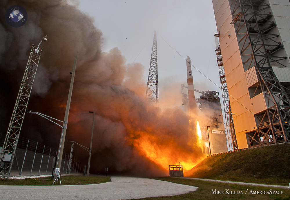 File photo - the ninth Global Positioning System (GPS) Block IIF satellite launching into orbit last March. Photo Credit: Mike Killian / AmericaSpace