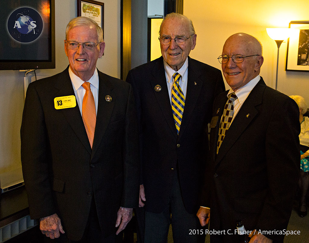 Jim Lovell (center) flanked by two of the men who brought him home - flight controllers Glynn Lunney (left) and Gerry Griffin (left). Photo Credit: Robert C. Fisher / AmericaSpace