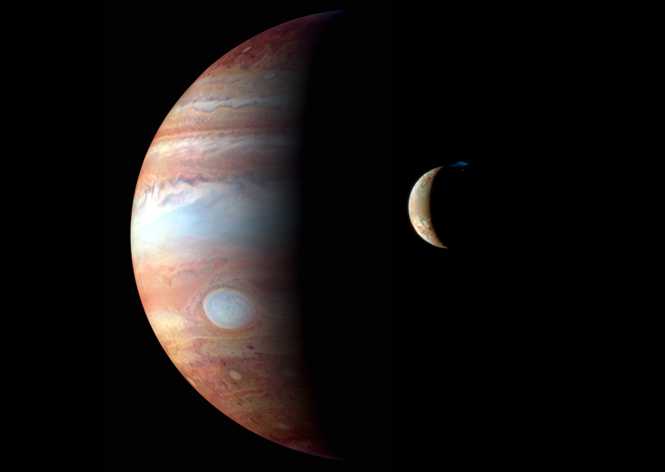 A montage of Jupiter and its volcanic moon Io, as seen by NASA's New Horizons spacecraft, on its way to Pluto. The results of a new study indicate that the massive gas giant fundamentally altered the evolution of the early Solar System, by destroying any 'Super-Earth'-type planets that may have formed, and opening the way for the formation of the terrestrial planets like Earth. Image Credit: NASA/Johns Hopkins University Applied Physics Laboratory/Southwest Research Institute/GSFC