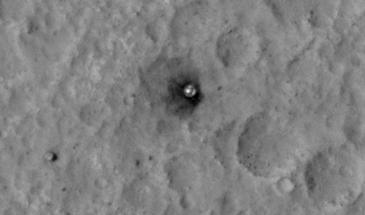 A five-frame sequence of the location where the spacecraft's heat shield hit the ground. Credit: NASA/JPL-Caltech/Univ. of Arizona