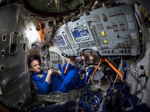 Scott Kelly participates in a Soyuz spacecraft training session. Photo Credit: NASA